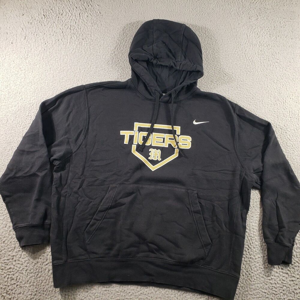 Nike Hoodie Mens XL Extra Large Black Pullover Fleece Tigers Baseball Sweatshirt